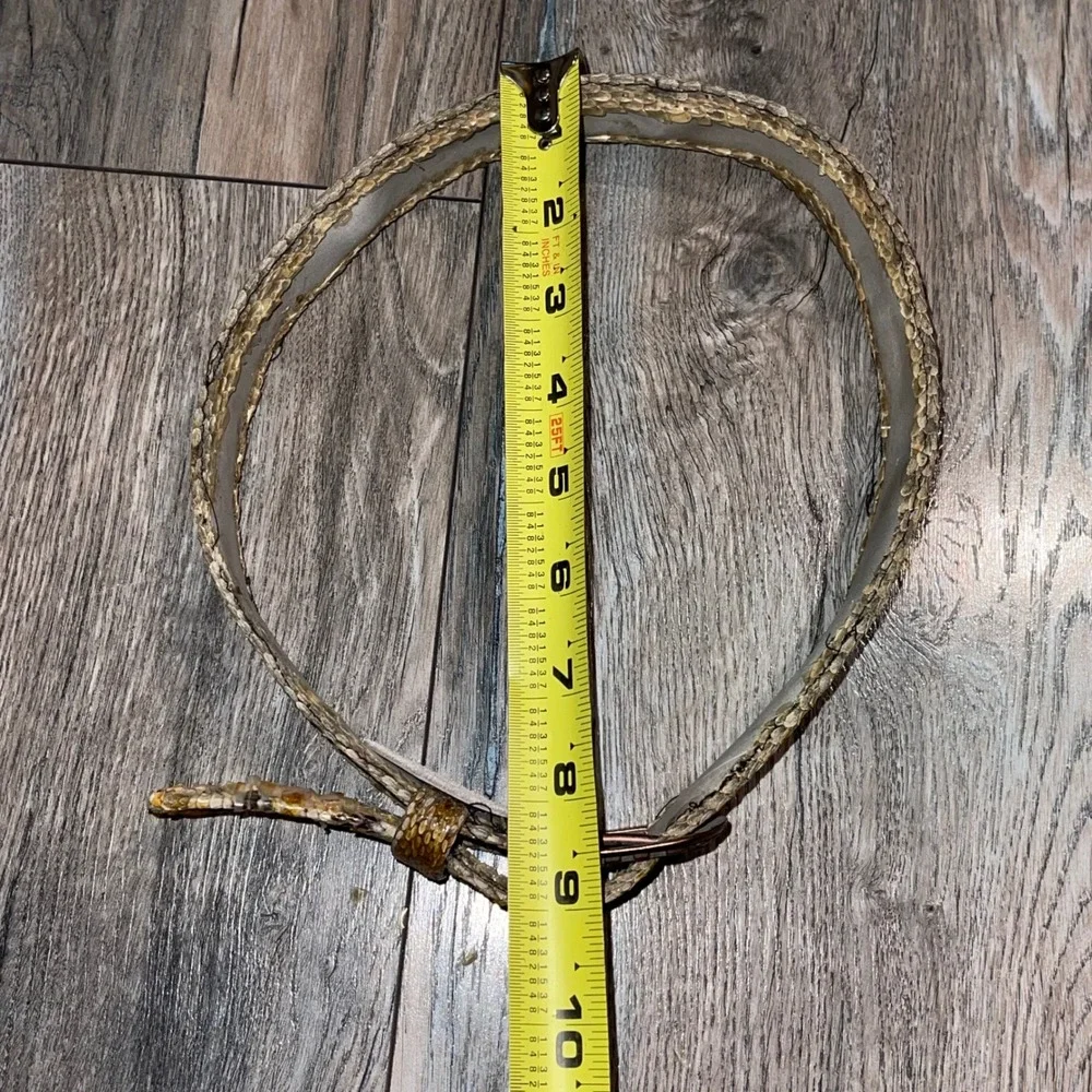 Kids Vintage Snakeskin Print Belt Western Horseshoe Buckle Tan Brown AS IS OLD